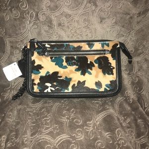 Coach Blk Walnut Leaf Print Nolita Purse Wristlet